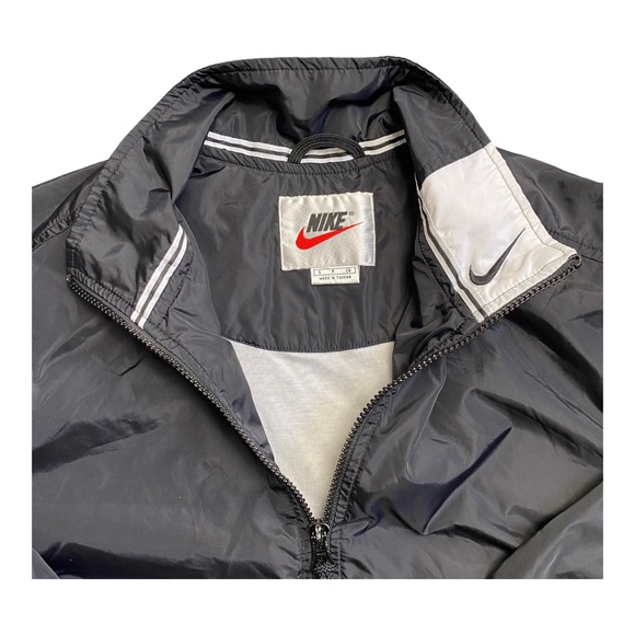 Vintage 90s Nike Track Jacket Black White embroidered swoosh Monochrome Small - Picture 5 of 5